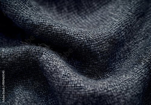 Grey Woven Fabric Texture Background, Detailed Close-Up