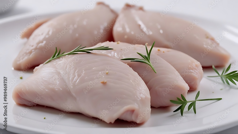 Fresh Raw Chicken Breasts on White Plate