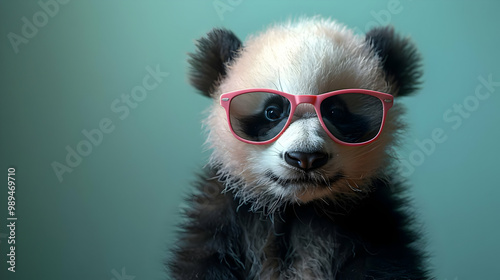 Cute Panda Bear Wearing Pink Sunglasses Illustration