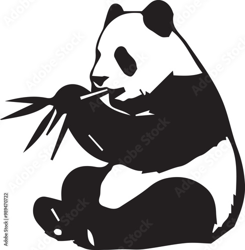 Panda silhouette vector EPS photo