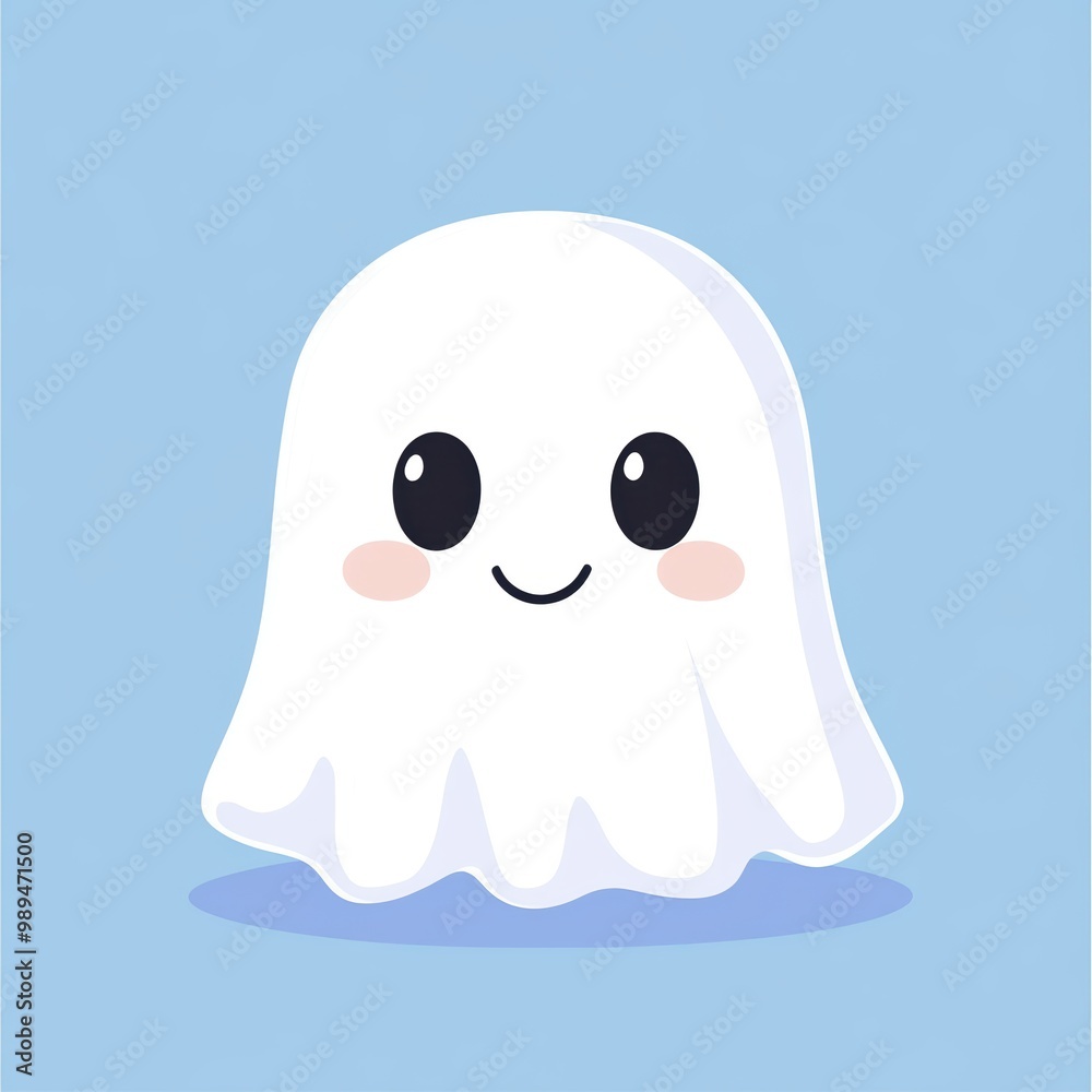 Cute cartoon vector illustration of an adorable ghost, with a simple flat design and a pastel color palette Cute cartoon vector illustration of an adorable ghost, with a simple flat design and a pastel color palette