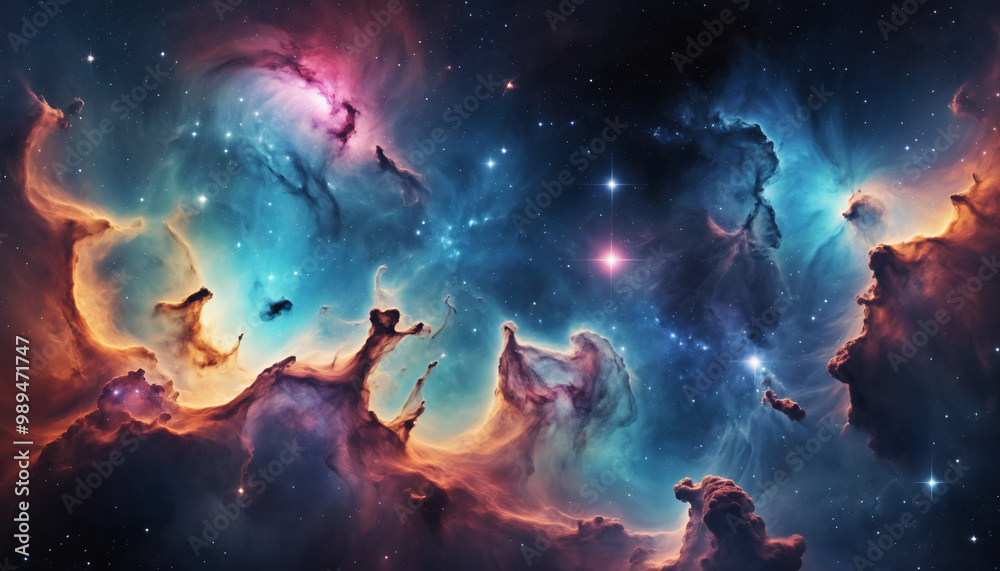 Fototapeta premium Fond astronomie cosmos univers nébuleuse étoile galaxie espace coloré.