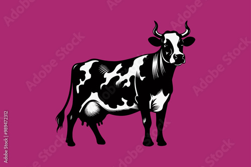 Cow graphic icon. Cow black silhouette isolated on background. Vector illustration.