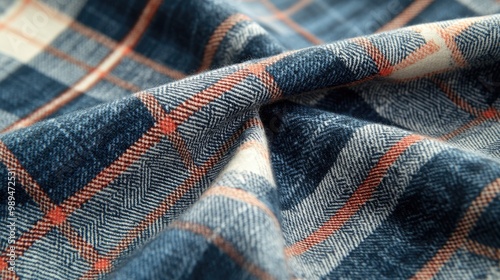 Modern plaid fabric featuring a tattersall pattern Minimal abstract geometric design with classic two tone tartan check background Floral grid line textile swatch suitable for apparel photo