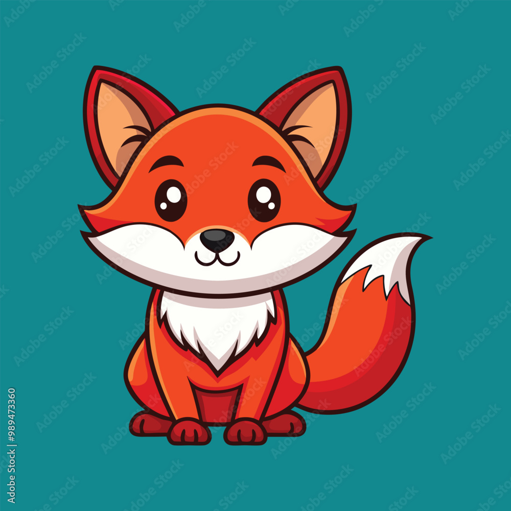 Obraz premium Cute cartoon fox, vector and illustration, vector&nbsp;style