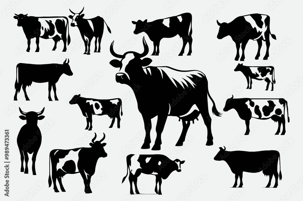 Cow Bull collections of silhouette vector Cow Bull collections of silhouette vector