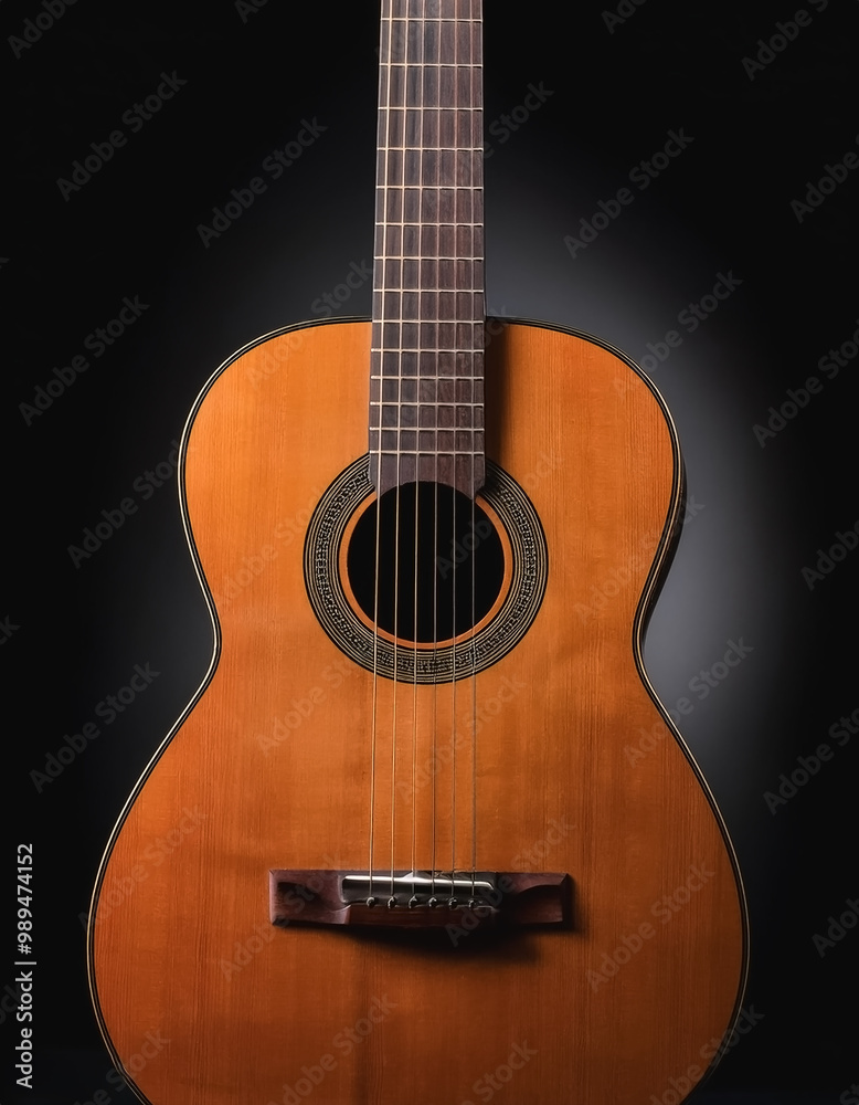 Acoustic guitar isolated on dark background. Musical Instruments Acoustic guitar isolated on dark background. Musical Instruments