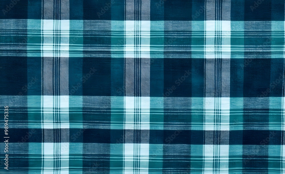 Teal and Blue Plaid Flannel Fabric Background Teal and Blue Plaid Flannel Fabric Background