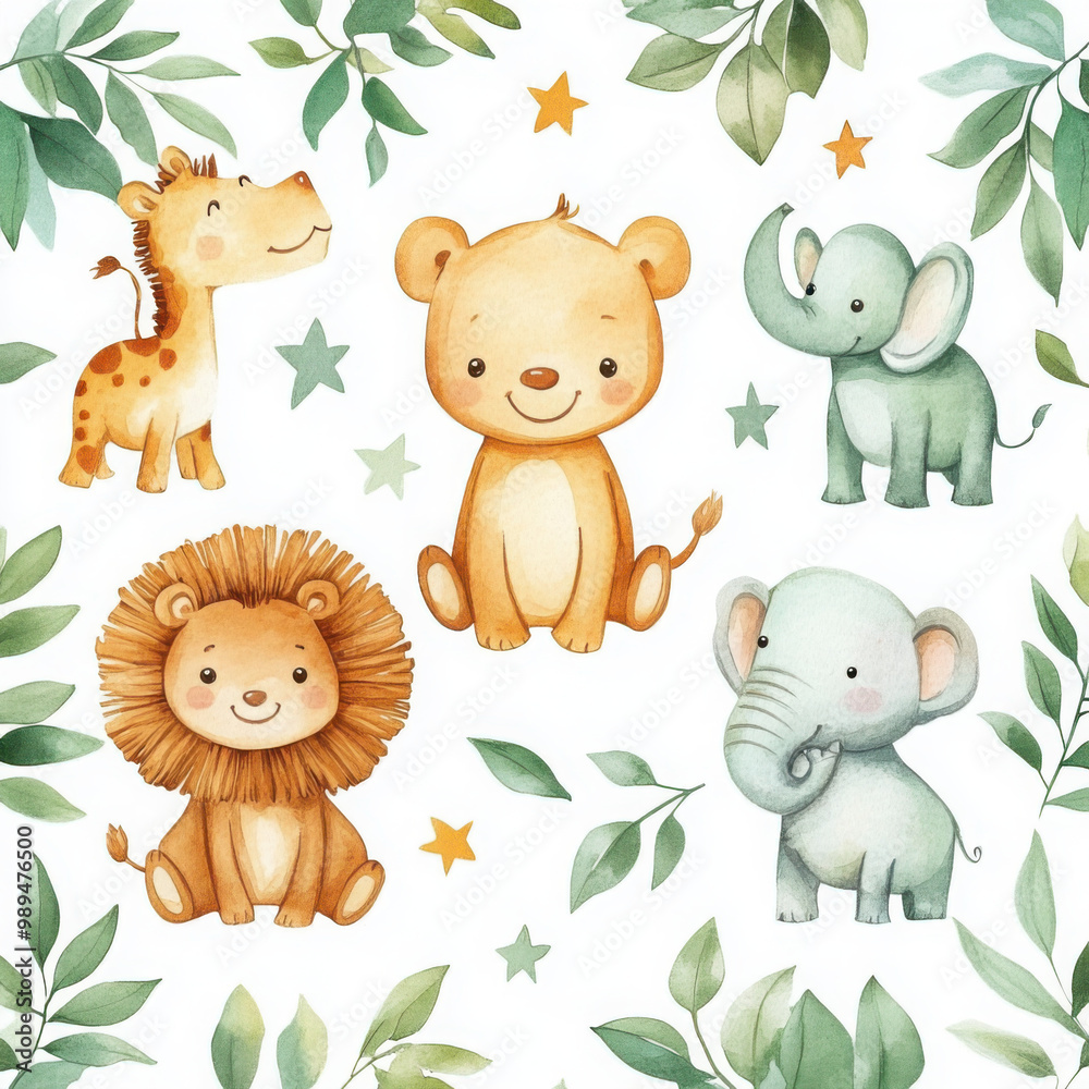 Naklejka premium Cute Animal Friends. 