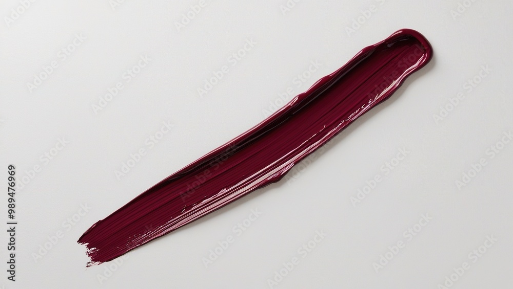Maroon brush stroke of oil paint isolated on white creamy background Maroon brush stroke of oil paint isolated on white creamy background