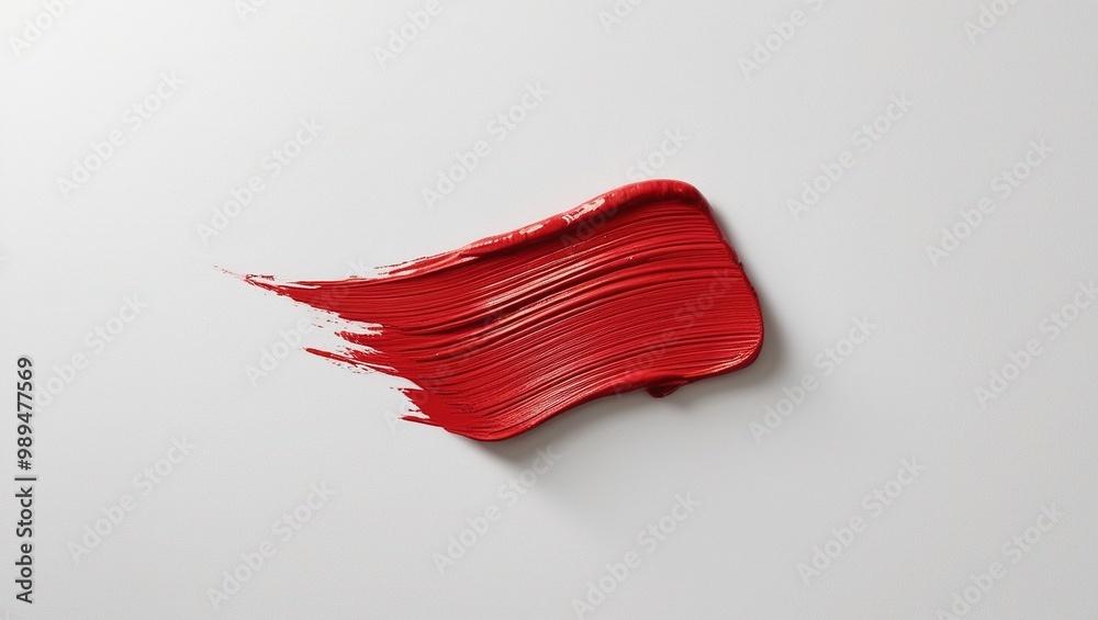 Orange reddish paint brush strokes of oil paint isolated on white creamy background. Orange reddish paint brush strokes of oil paint isolated on white creamy background.