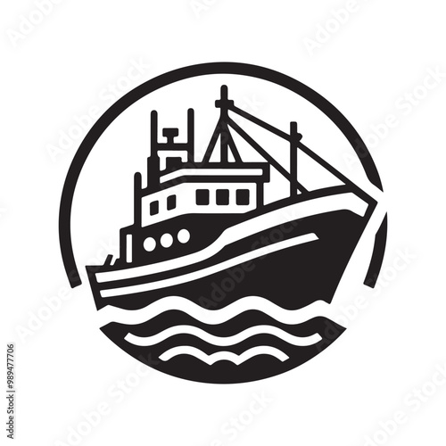 Trawler Silhouette SVG & Vector Illustration – Ideal for Maritime Themes