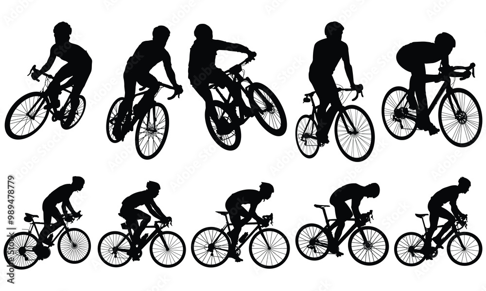 Fototapeta premium Vector silhouette of a Bicycle on a white background