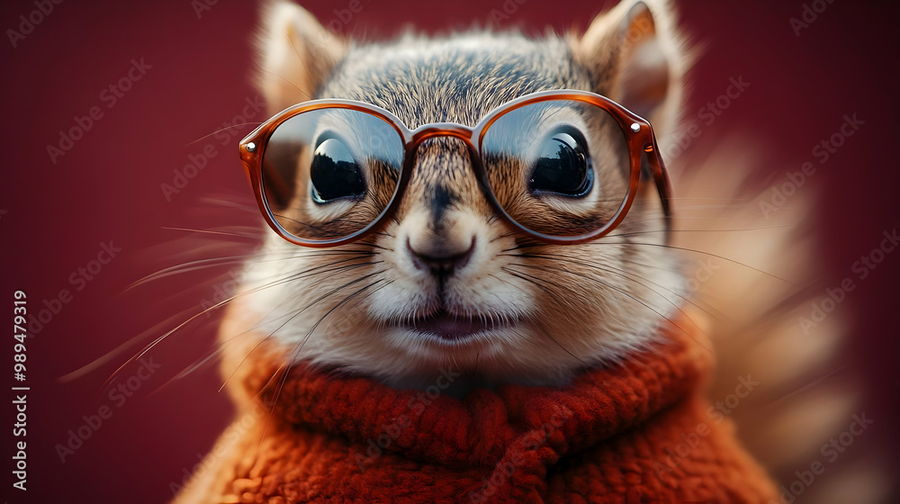 Cute Squirrel Wearing Glasses and a Sweater - Photo Cute Squirrel Wearing Glasses and a Sweater - Photo