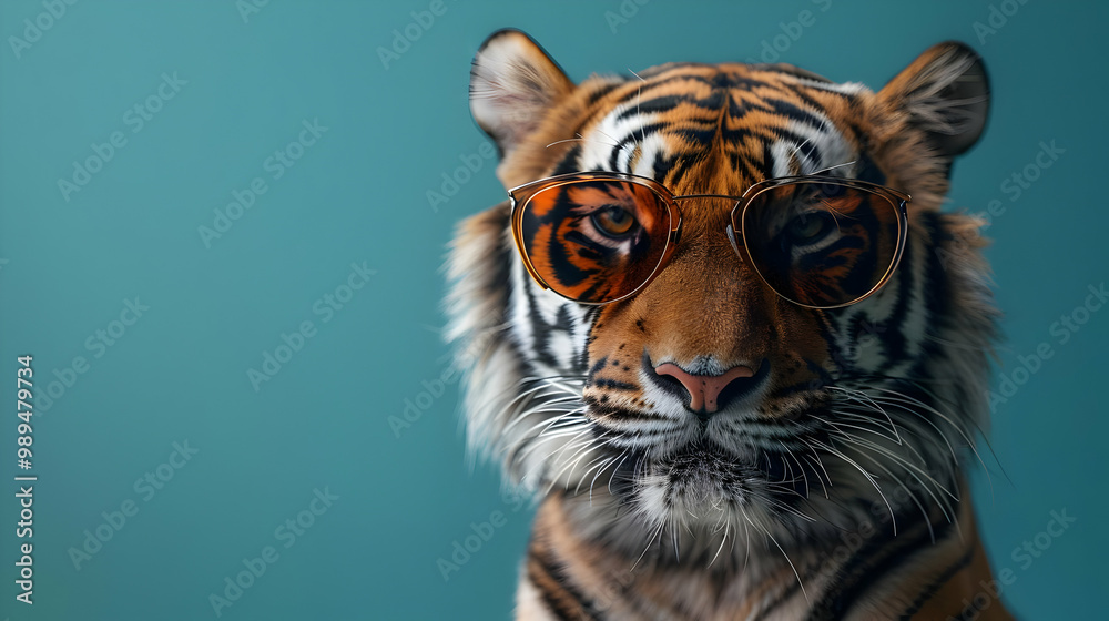 Obraz premium Cool Tiger Wearing Sunglasses Illustration