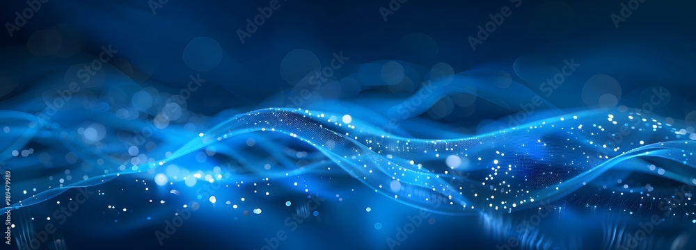 Abstract Blue Wavy Background with Bokeh Abstract Blue Wavy Background with Bokeh