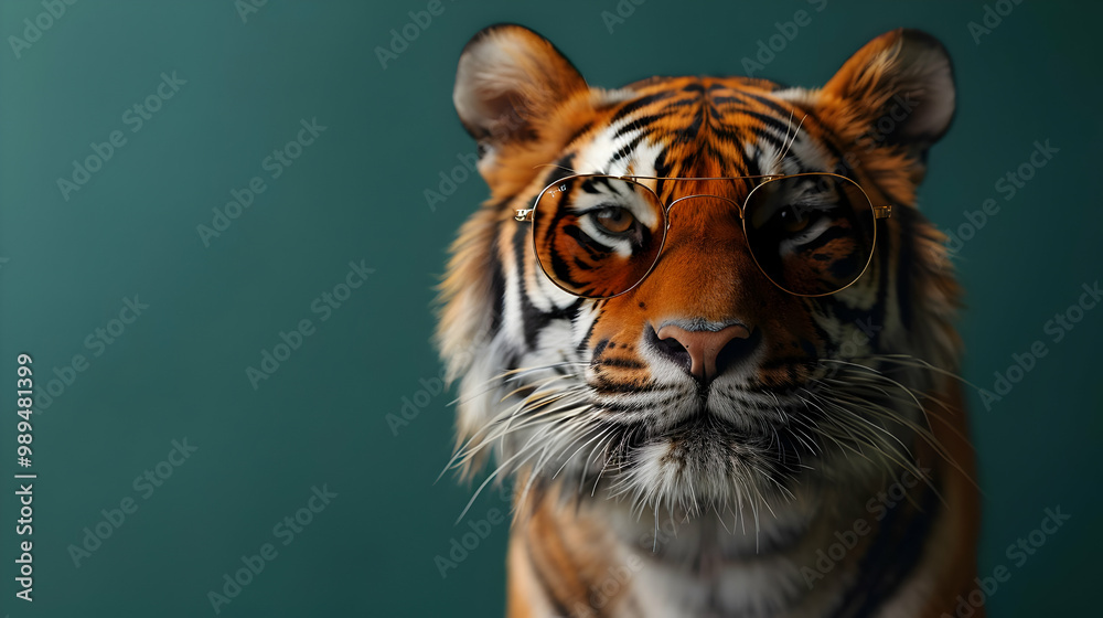 Tiger Wearing Sunglasses - Realistic Image Tiger Wearing Sunglasses - Realistic Image
