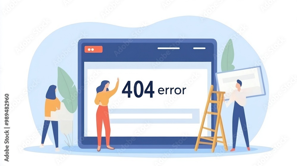 A team is addressing a 404 error on a computer screen in a bright office environment A team is addressing a 404 error on a computer screen in a bright office environment