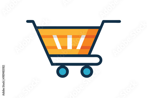 Modern, flat-style shopping cart icon