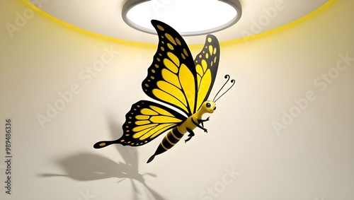 bees abd butterfly iin lightining background photo