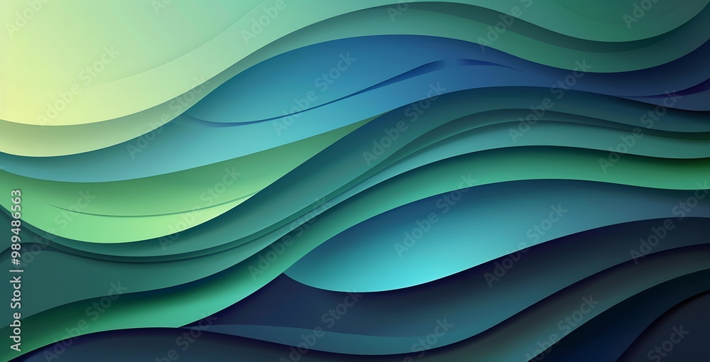 Fototapeta premium Abstract Blue Green Gradient Wave Background