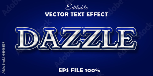 Editable text effect - Dazzle blue sliver metallic style