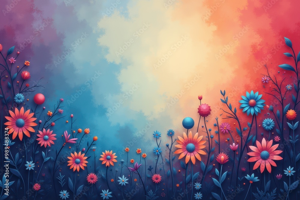 Obraz premium Colorful Floral Arrangement Against a Painted Background