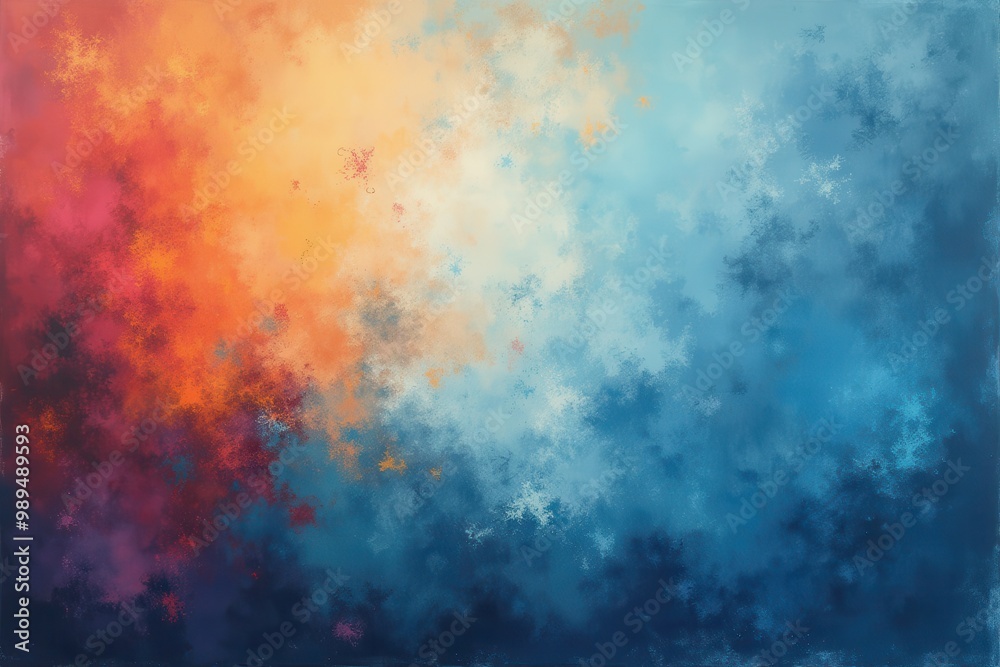 Obraz premium Abstract Painting of Blue, Orange, and Pink Colors