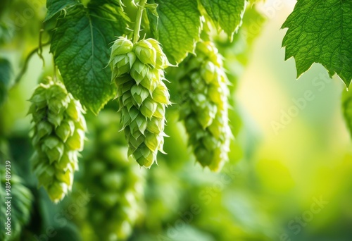 close lush green beer hops vibrant vines showcasing natural beauty freshness hops ready brewing, ale, craft, microbrew, botanical, brewery, plant