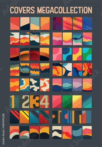 Mega colección de plantillas creativas de arte universal con elementos abstractos. Para tarjetas de negocios, invitación, pancarta, folleto, encabezado de correo electrónico, publicidad.