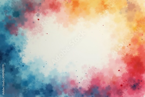 Abstract Watercolor Background with a White Center