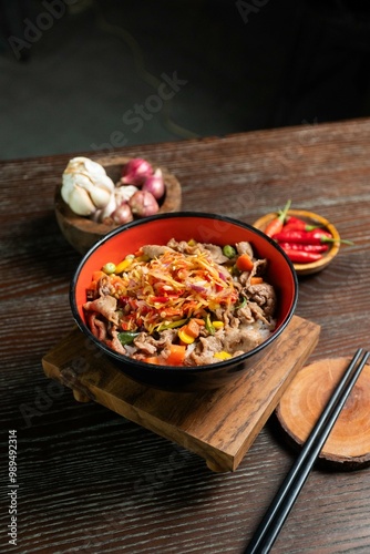 Rice bowl spicy chef cooking creative indonesian authentic asian food