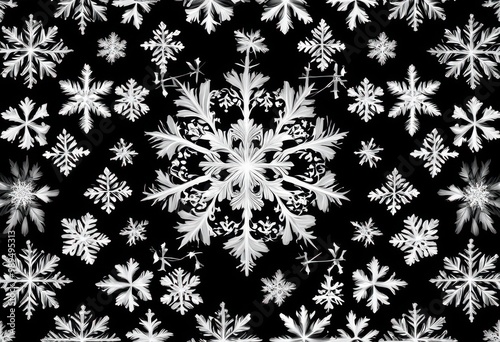 beautifully intricate snowflake patterns deep dark background creating striking visual contrast elegance, artwork, blue, crystal, dazzling, decorative