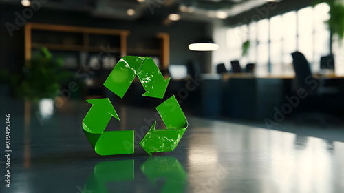 Green Recycling Symbol Office Space Sustainable Environment Design