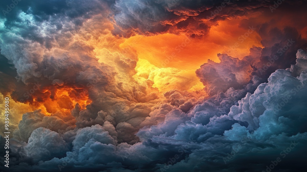 Impressive cloud formation elevating in the sky highlighting the beauty and strength of nature with striking textures and vibrant colors Impressive cloud formation elevating in the sky highlighting the beauty and strength of nature with striking textures and vibrant colors