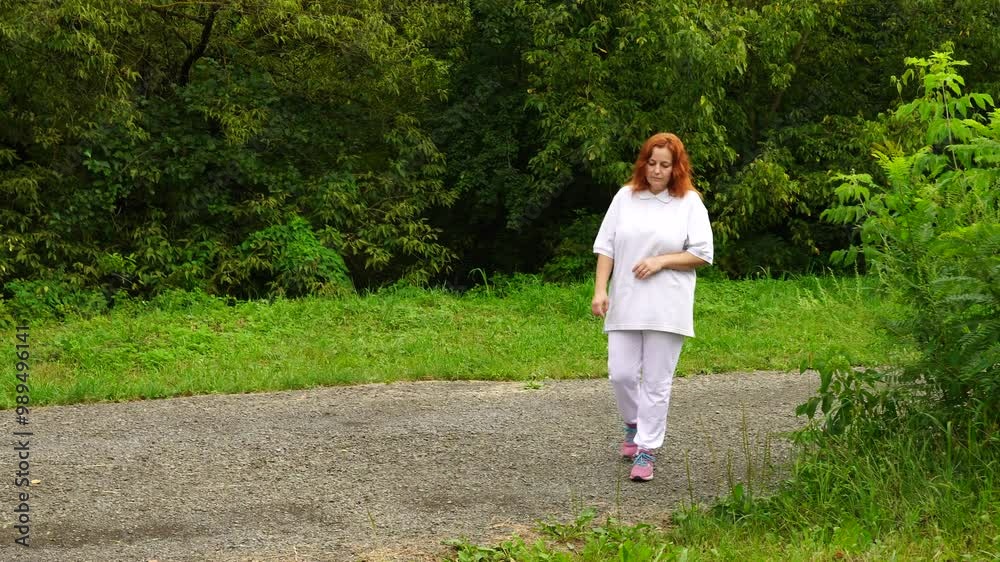 Senior woman walks relaxing outdoor on nature Senior woman walks relaxing outdoor on nature