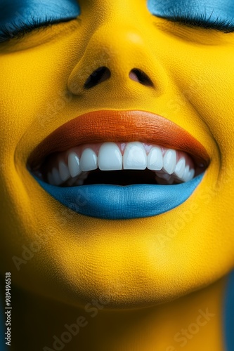 Vibrant face painting with bright colors