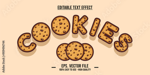 COOKIES word made with delicious chips cookie illustration on bright background, Vector illustration design.