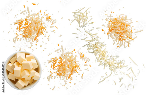 grated cheese and cube collection - ready to use premium PNG cutout isolated image