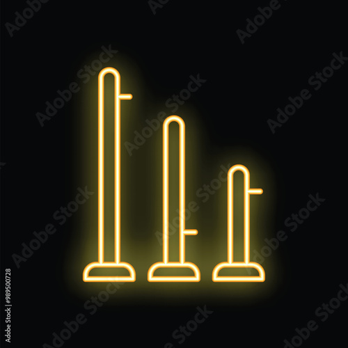 Glowing neon yellow icon representing queue control barriers, ideal for topics like crowd management, organization, or events