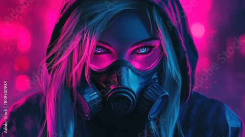 Cyberpunk Woman with Gas Mask