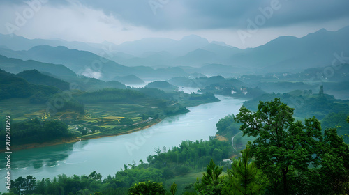 landscape with fog