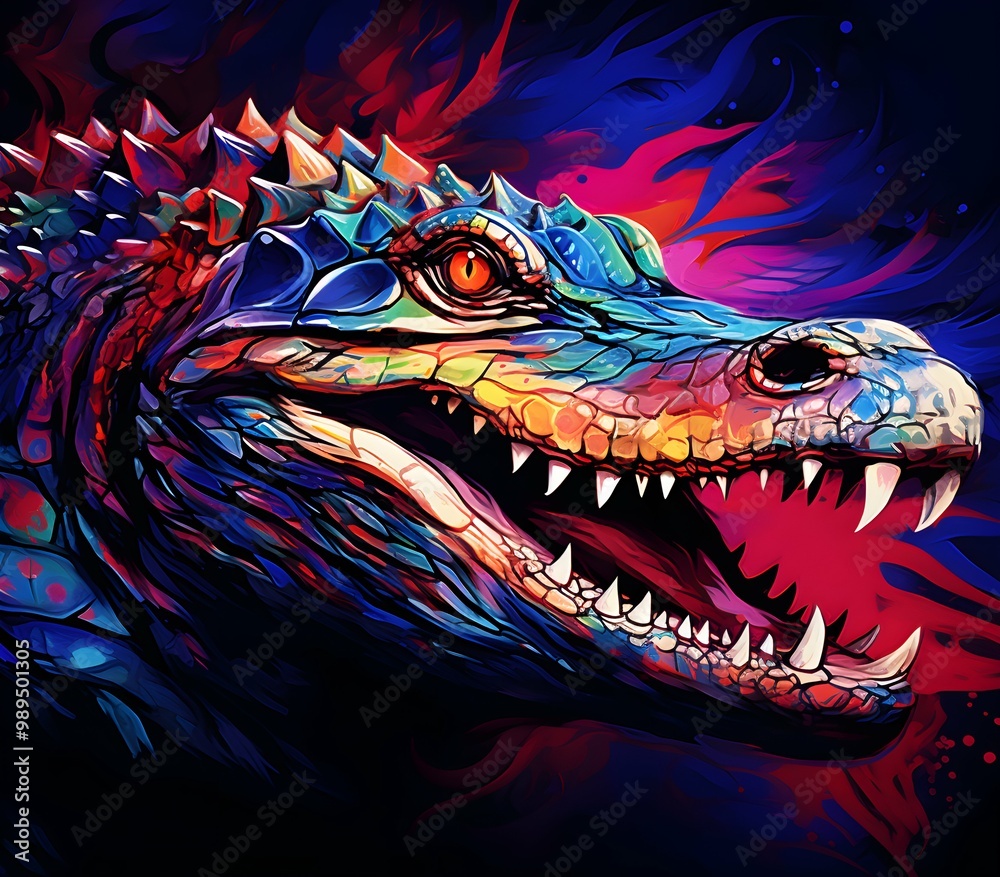 an abstract drawing of a away view for crocodile with colorful line with mixed pattern colorful background an abstract drawing of a away view for crocodile with colorful line with mixed pattern colorful background
