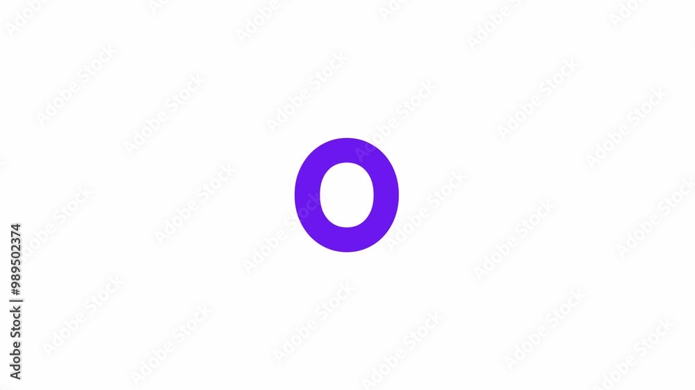 O Letter Text Animation. Alpha matte with transparent background 4K resolution.