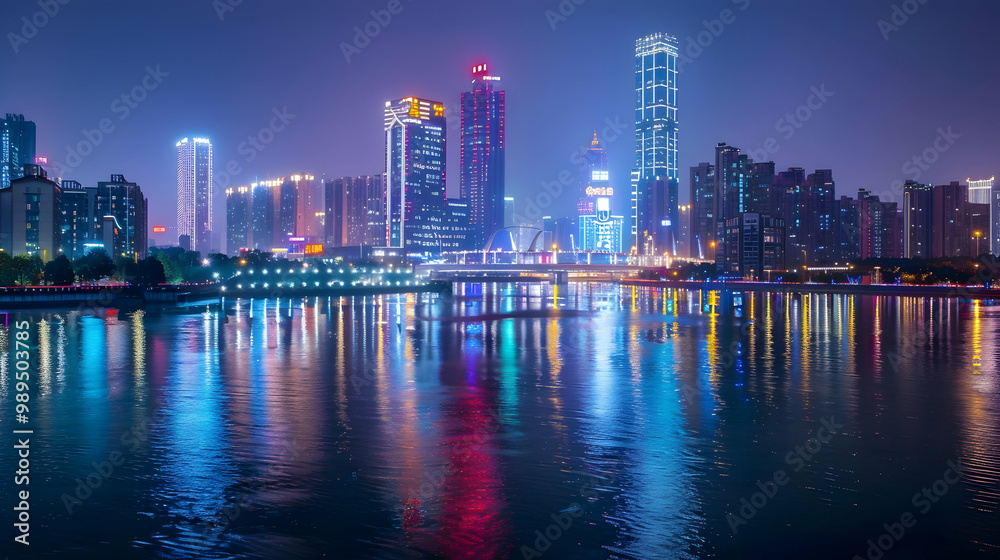 Naklejka premium country skyline at night