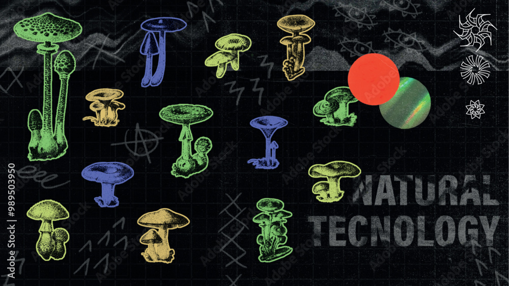 Mushroom vector, natural modern tecnology