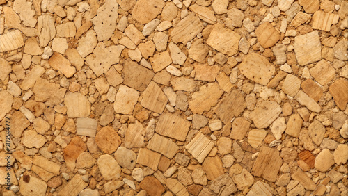 Textured cork surface with natural grain and irregular patterns for eco-friendly and organic themes