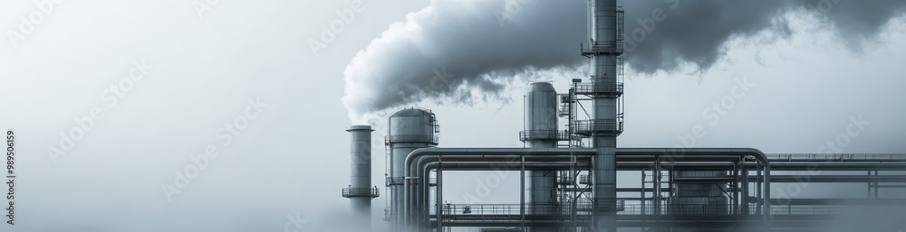 Industrial Plant with Smoke Stack