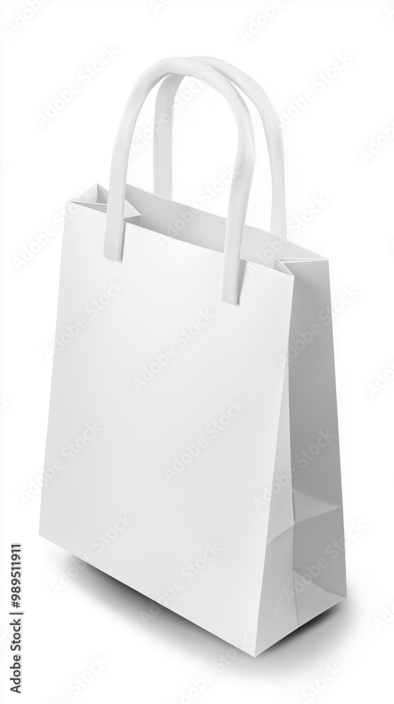 Blank White Shopping Bag with Handles Isolated on White Background for Branding Mockup Blank White Shopping Bag with Handles Isolated on White Background for Branding Mockup