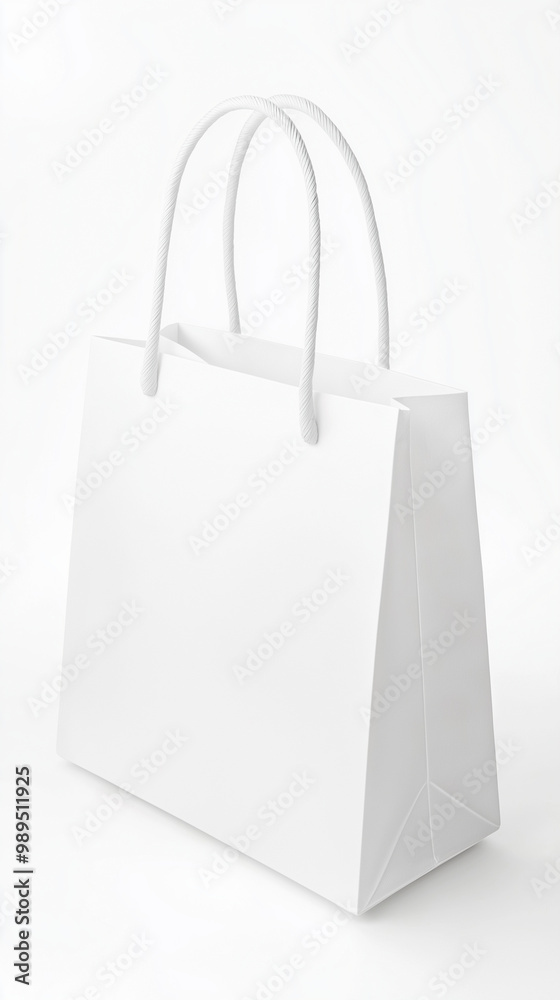Blank White Shopping Bag with Handles Isolated on White Background for Branding Mockup Blank White Shopping Bag with Handles Isolated on White Background for Branding Mockup